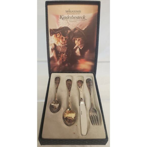 Wilkens Kinderbesteck Childs Cutlery Silverware 4 Piece Set 90 Silver Plate - Picture 1 of 10